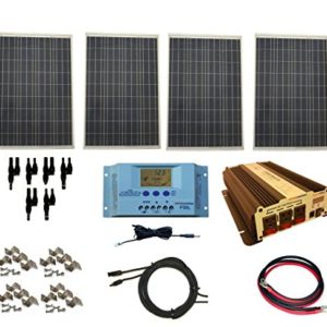 WindyNation Complete 400 Watt Solar Panel Kit with 1500 Watt VertaMax Power Inverter RV, Boat, for Off-Grid 12 Volt Battery