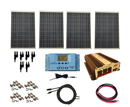 WindyNation Complete 400 Watt Solar Panel Kit with 1500 Watt VertaMax Power Inverter RV, Boat, for Off-Grid 12 Volt Battery