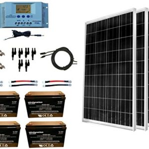 WindyNation 400 Watt Solar Kit: 4pcs 100W Solar Panels + P30L LCD PWM Charge Controller + Mounting Hardware + Cable + PV Connectors + AGM Battery for RV, Boat, Cabin, Off-Grid 12 Volt System