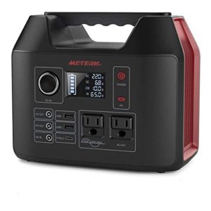 Portable Power Station, Meterk 300W Solar Generator, Lithium Battery Emergency Power Station with 2 AC Outlet 2 DC 3 USB Ports, Power Supply with Flashlight for Outdoor Adventure Camping Travel