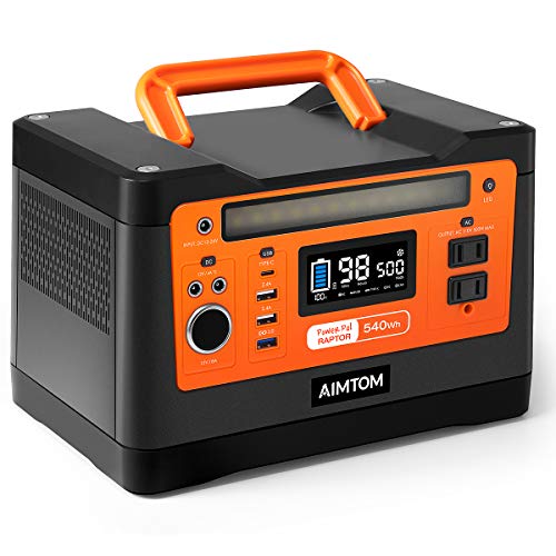AIMTOM 540Wh Portable Power Station, Lithium Battery Pack with 110V/500W AC, 12V DC, USB, Carport, USB-C, Solar-Ready Generator Alternative (Solar Panel Optional) for Outdoor RV Camping Emergency - Image 2