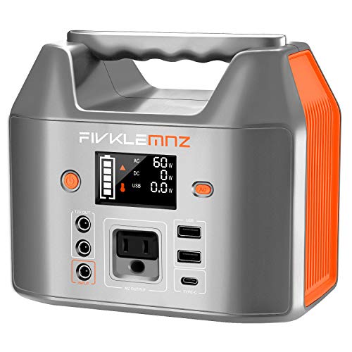200W Portable Power Station, FIVKLEMNZ 180WH Solar Generator, Backup Battery Power Supply 110V AC Outlet, 12V DC Ports, 3 USB Ports for CPAP Outdoors Travel Hunting Emergency